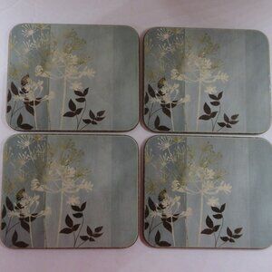 Cork Back Coasters in Original Box By Jason Allium Blue Floral Set of 4 ONLY
